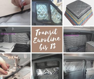 Thermomatten PREMIUM Ford Transit Euroline L1 bis BJ 2013 Komplettset - zum Konfigurieren - mit farbigem Einfassband
