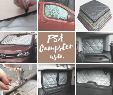 Thermomatten Premium Spacetourer/Campster/Vanster/Traveller/Crosscamp/ProAce Verso/Zafira Life Komplettset -  zum Konfigurieren - mit farbigem Einfassband