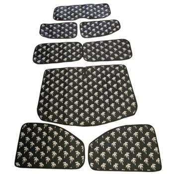 Thermomatten Komplettset in schwarz mit weißen Palmen