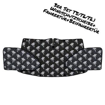 Thermomatten Fahrerhaus in schwarz mit weißen Palmen