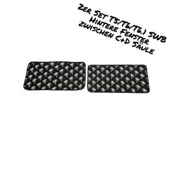 Thermomatten in schwarz mit weißen Palmen