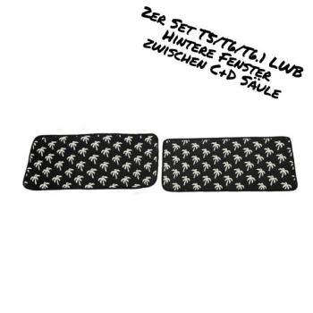 Thermomatten in schwarz mit weißen Palmen