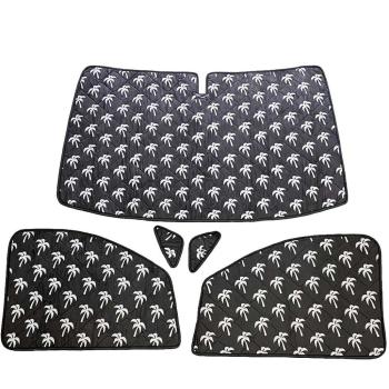 Thermomatten Fahrerhaus in schwarz mit weißen Palmen