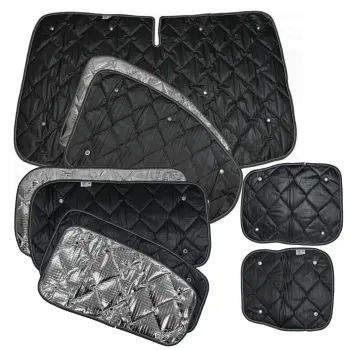 Set: Thermomatten schwarz Komplettset 9-teilig Ford Tourneo Custom V710 ab 10/2023 / VW neuer Transporter kurzer Radstand