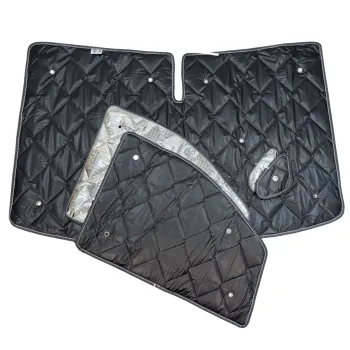 Preview: Set: Thermomatten schwarz Komplettset 8-teilig Mercedes Vito / Viano 2004 - 2014 (W639) extra langer Radstand für Heckklappe
