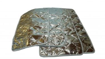 Preview: Silbernes Thermomattenset für VW T5/T6/T6.1 mit kurzem Radstand, abgesteppt, passend für Wohnraum mit Originalverkleidung