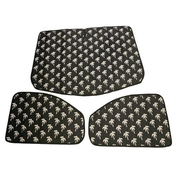 Thermomatten Fahrerhaus in schwarz mit weißen Palmen