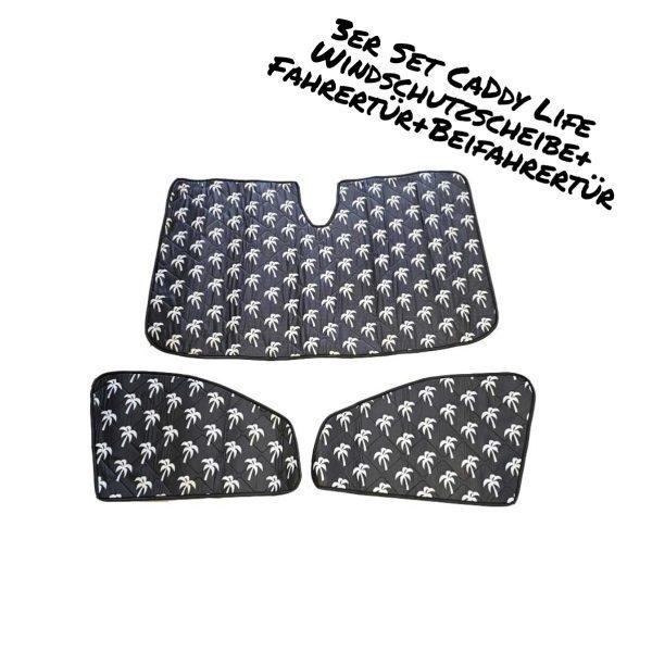 Thermomatten Fahrerhaus in schwarz mit weißen Palmen