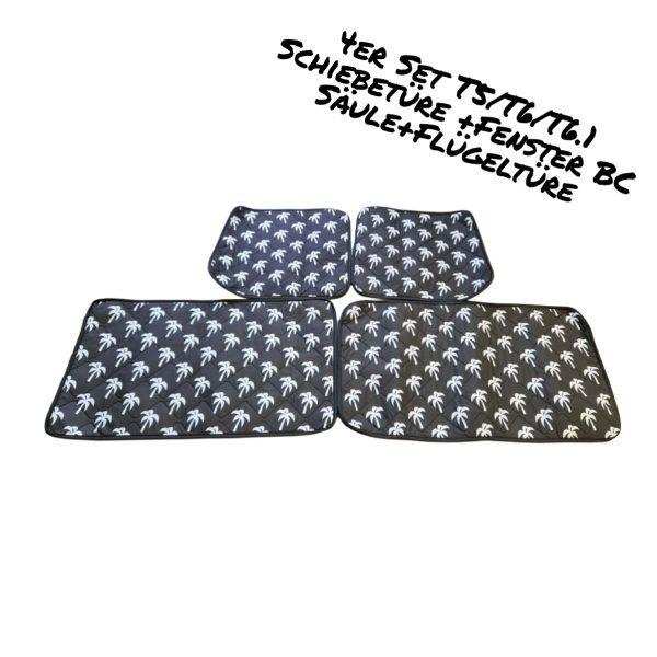 Thermomatten in schwarz mit weißen Palmen