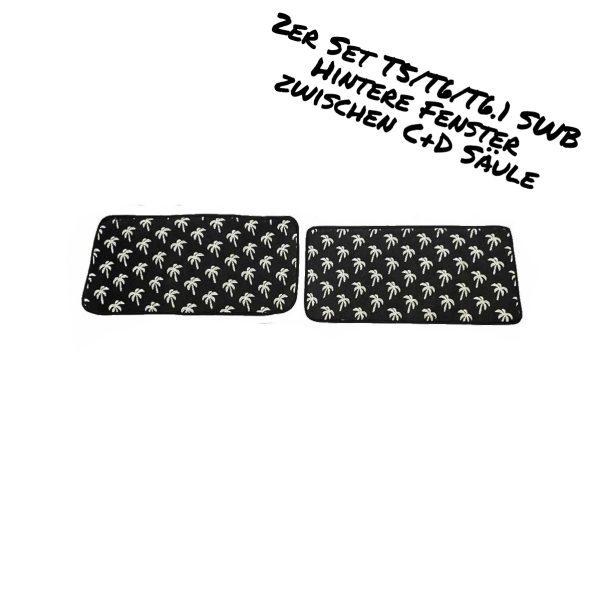 Thermomatten in schwarz mit weißen Palmen