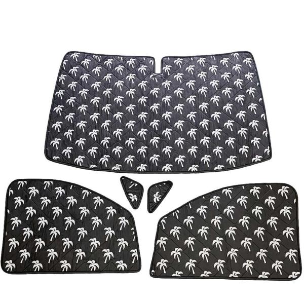 Thermomatten Fahrerhaus in schwarz mit weißen Palmen