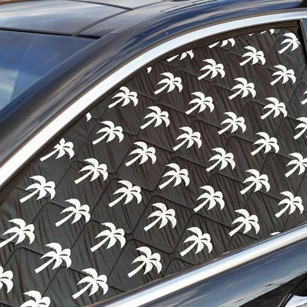 Thermomatte in schwarz mit weißen Palmen für die Fahrerseite