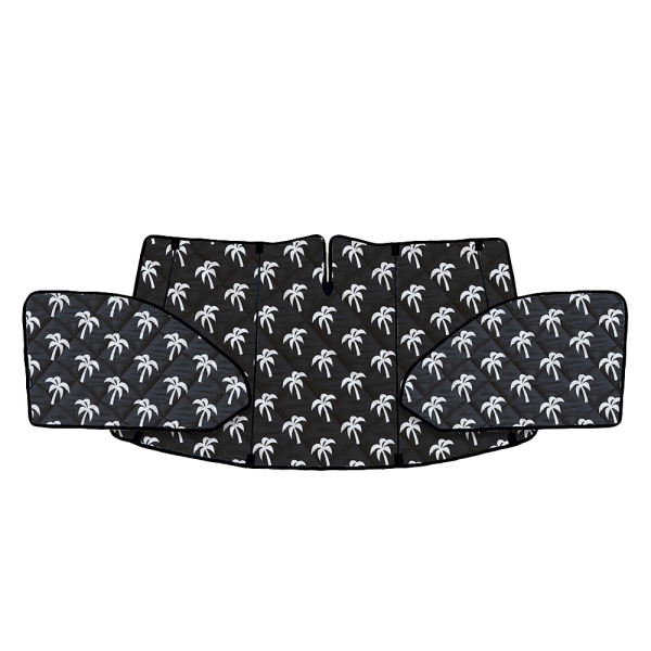 Thermomatten Fahrerhaus in schwarz mit weißen Palmen