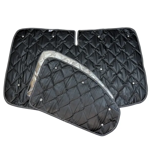 Set: Thermomatten schwarz Komplettset 8-teilig Ford Tourneo Custom V710 ab 10/2023 / VW neuer Transporter - langer Radstand