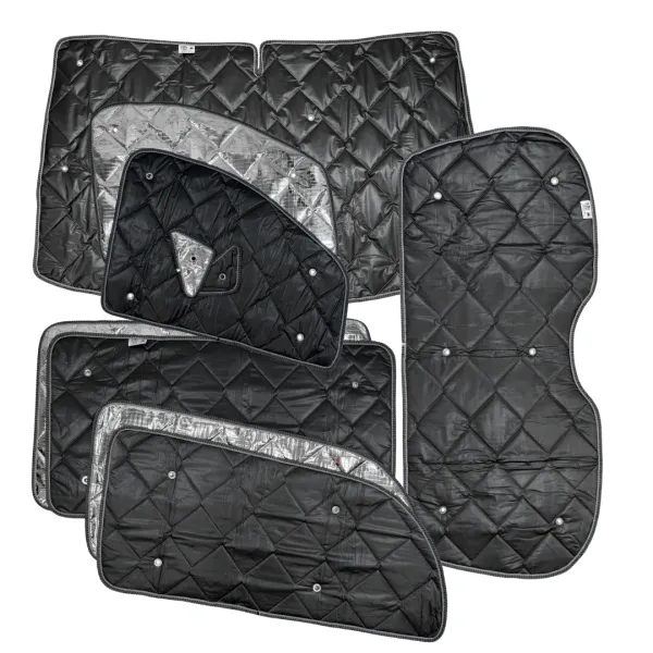 Set: Thermomatten schwarz Komplettset 10-teilig Mercedes Vito, Viano, V-Klasse, Tourer ab 2014 (447) langer Radstand für Heckklappe