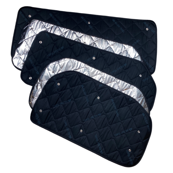 Thermomatten Wohnraum und Heck mit schwarzer Innenseite und silberner Außenseite